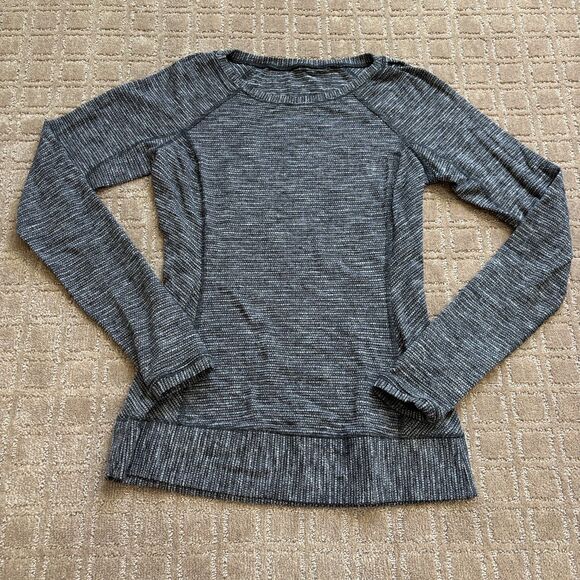 Lululemon Race Your Pace Long Sleeve Running Shirt Women's 6 Gray/Black Gym Run - Picture 1 of 8